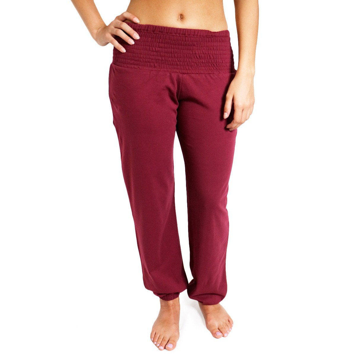 Pantaloni in maglina di cotone con fascia in vita