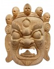 Maschera Mahakala in legno naturale