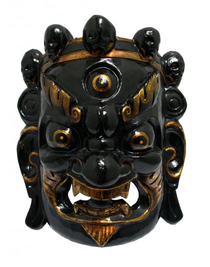 Maschera Mahakala in legno Nero e Oro