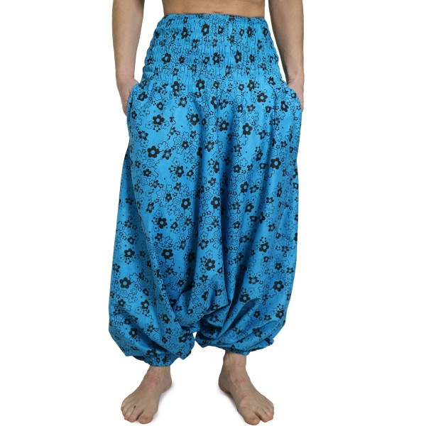 Pantaloni Arabi Fiori - Turchese