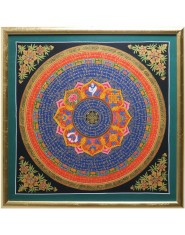 Mandala Om Mani e 8 simboli del buddismo con Cornice