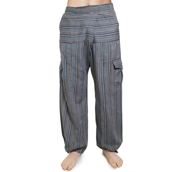 Pantaloni afgani da uomo in cotone con cavallo medio basso