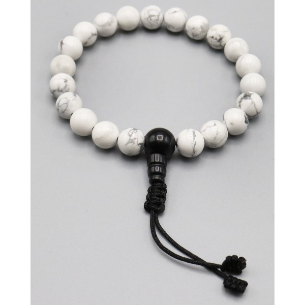 Mala da polso Howlite con Guru in Onice