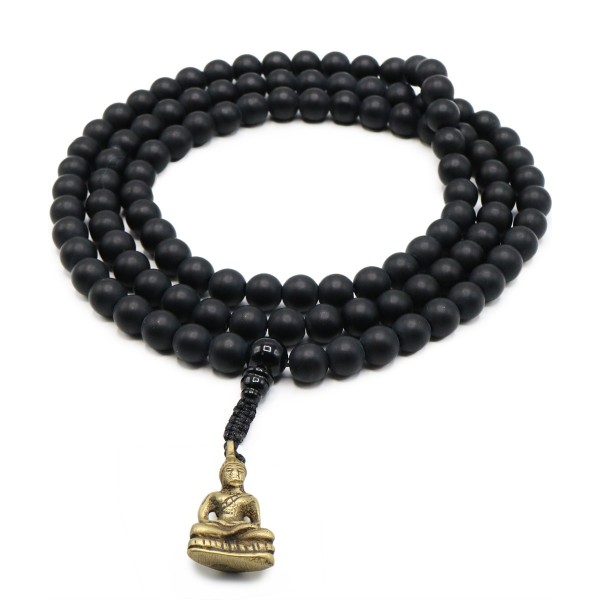 Mala 108 grani Shaligram medio con Buddha