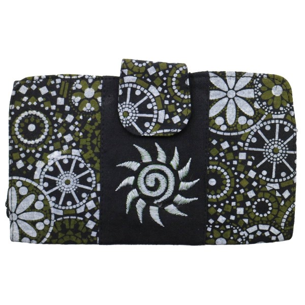 Portafoglio Lungo Nero-Verde militare Sole