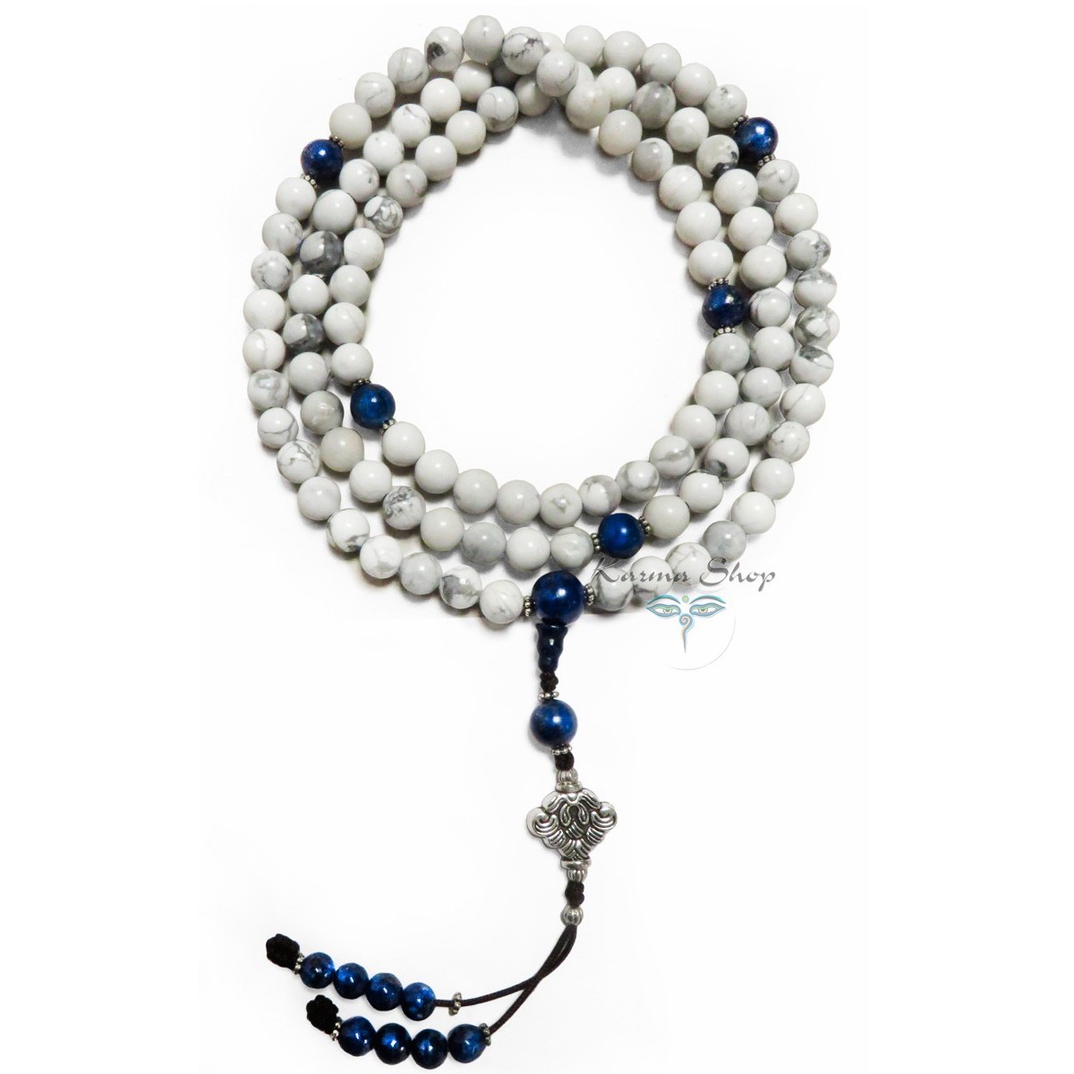 Mala 108 Grani in Howlite con nappa blu