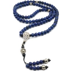 Mala 108 grani in Lapis , Guru e dettagli in metallo Mala 108 grani in Lapis , Guru e dettagli in metallo