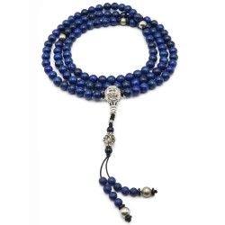 Mala 108 grani in Lapis , Guru e dettagli in metallo