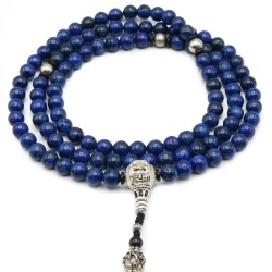 Mala 108 grani in Lapis , Guru e dettagli in metallo Mala 108 grani in Lapis , Guru e dettagli in metallo
