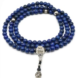 Mala 108 grani in Lapis , Guru e dettagli in metallo