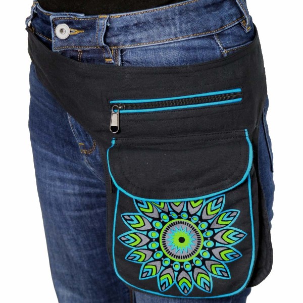 Marsupio Nero Stampa Azzurro