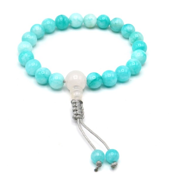 Mala da polso in Acquamarina con Guru in Pietra di Luna