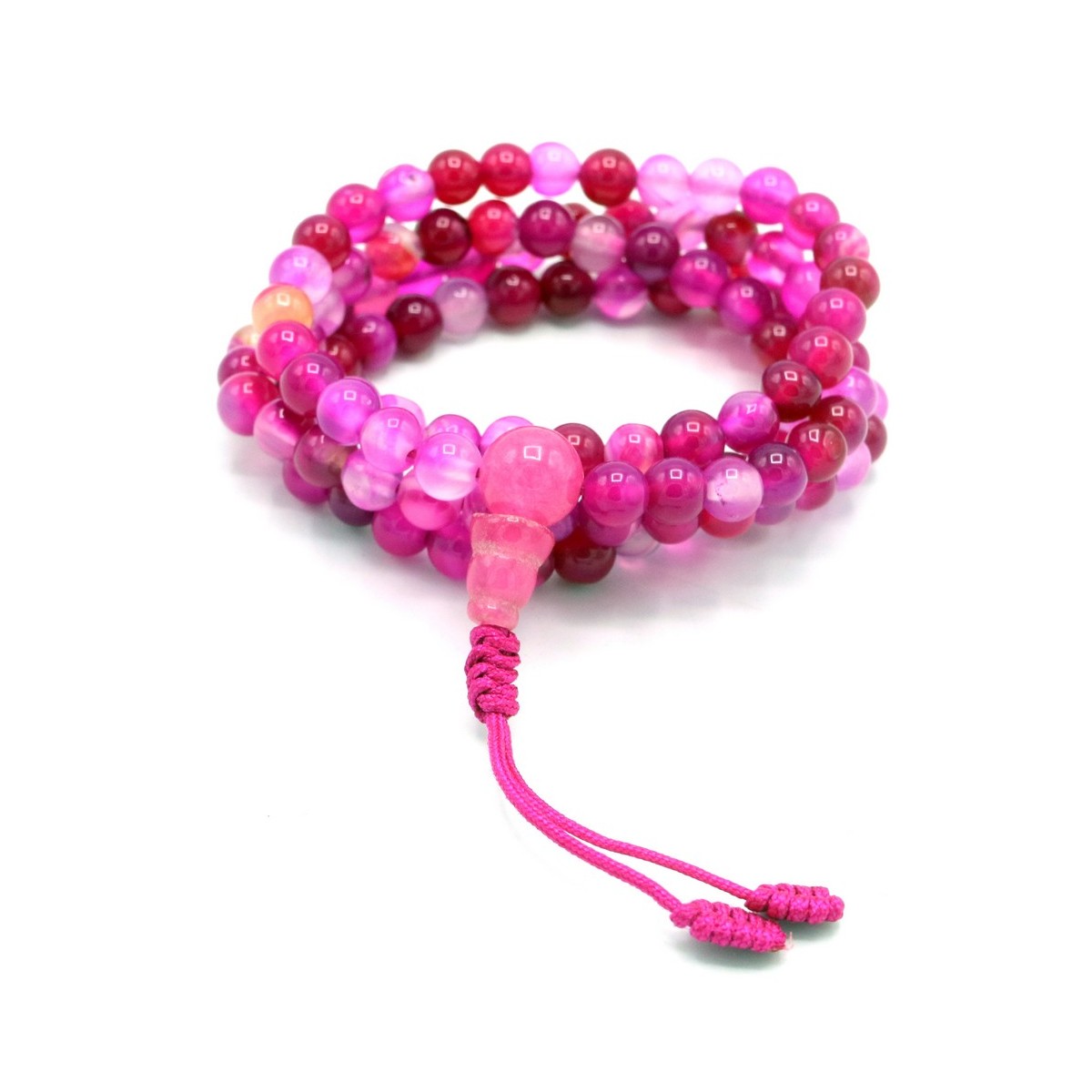 Acquista Mala 108 Agata Rosa con grano da 6 mm su Karmashop.