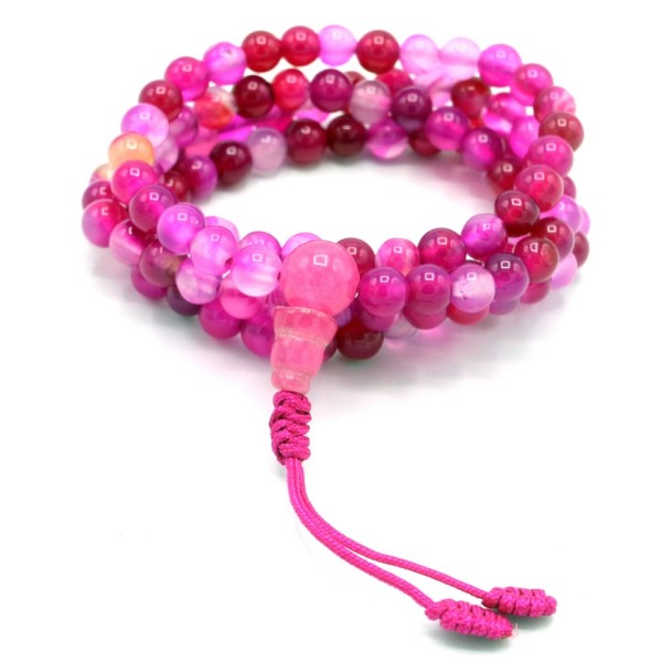 Acquista Mala 108 Agata Rosa con grano da 6 mm su Karmashop.