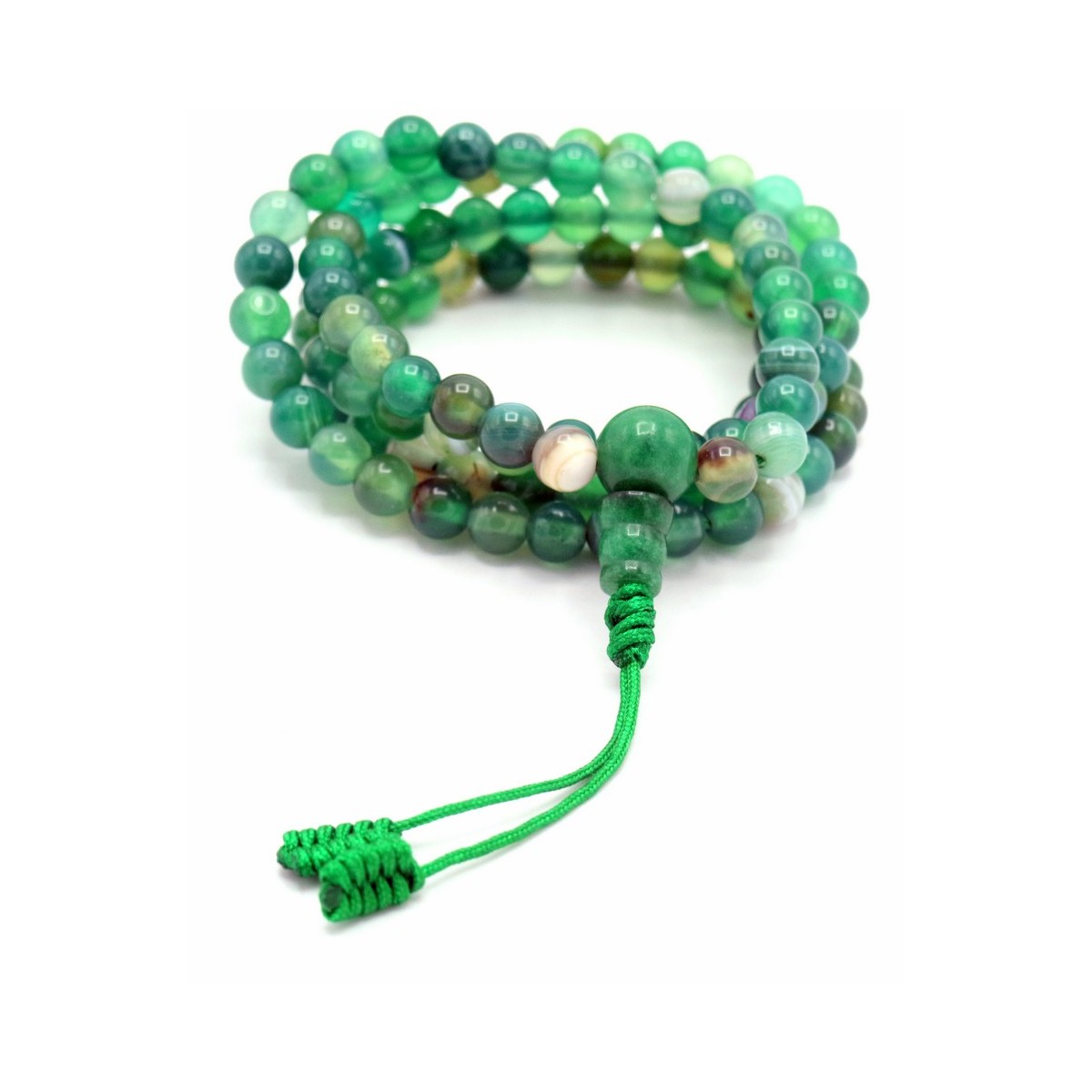 Acquista Mala 108 Agata Verde con grano da 6 mm su Karmashop.