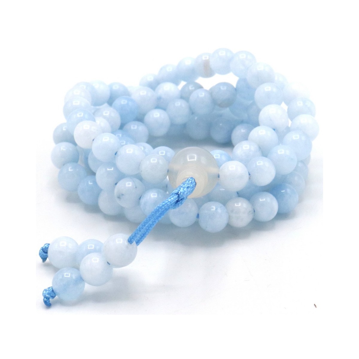 Acquista Mala 108 Acquamarina con grano da 6 mm su Karmashop.