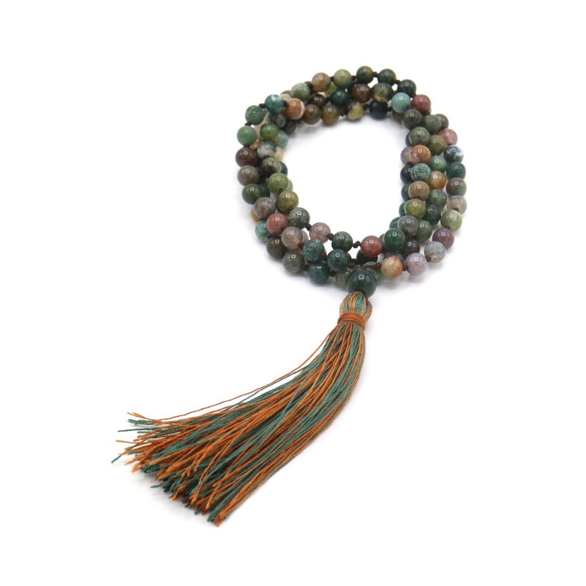 Acquista Mala 108 Grani agata muschiata con grano da 6 mm su Karmashop.