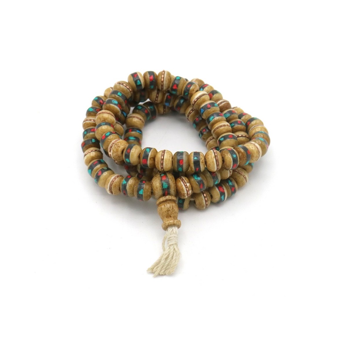 Acquista Mala 108 grani osso e pietre nero su Karmashop.it