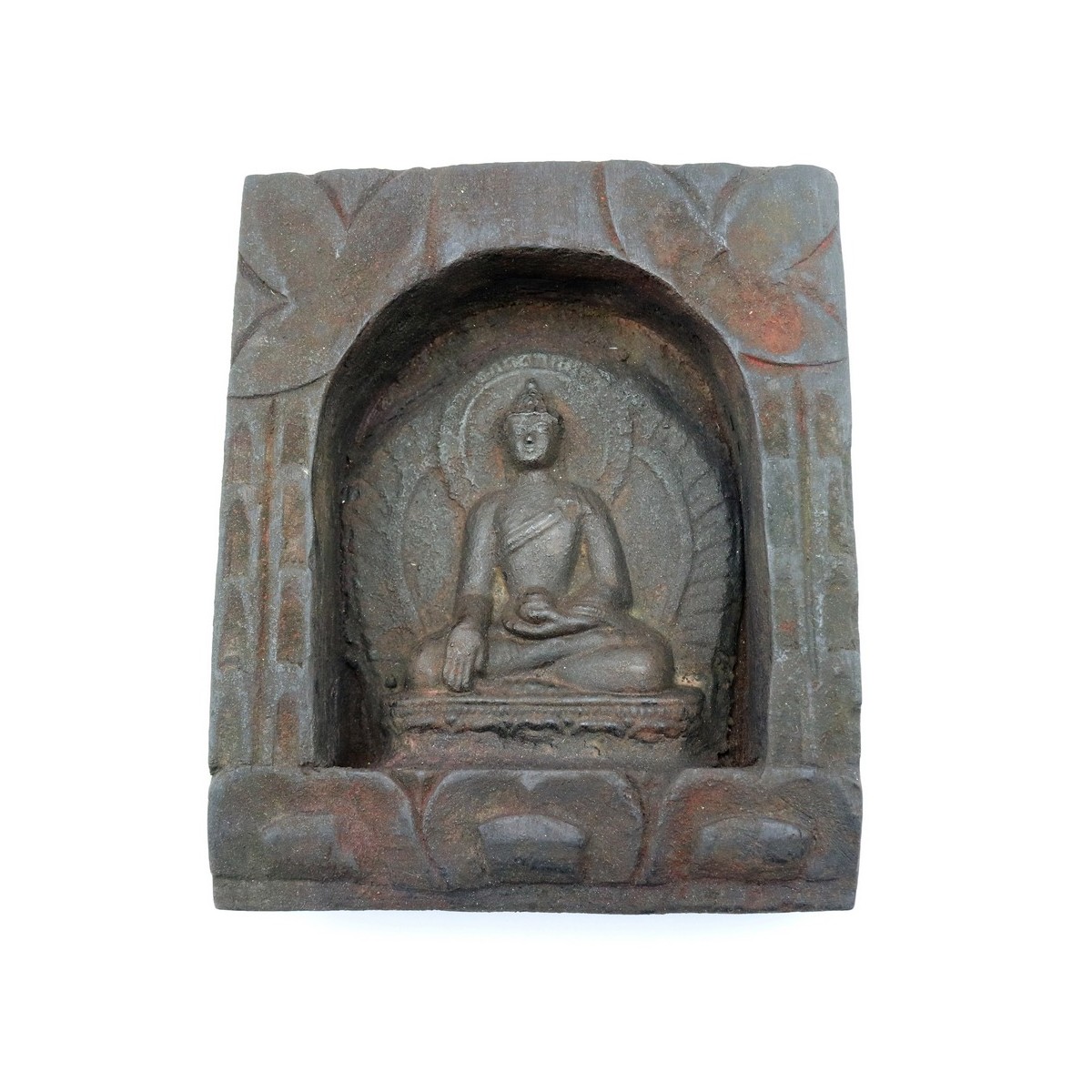 Bassorilievo di Buddha in legno e terracotta su Karmashop.it