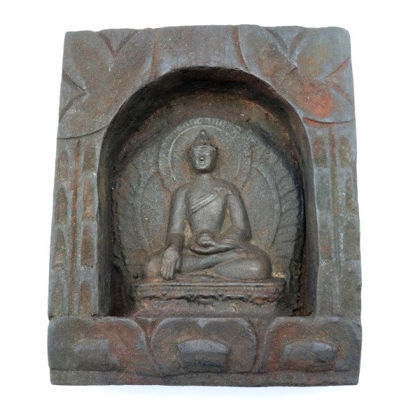 Bassorilievo di Buddha in legno e terracotta su Karmashop.it