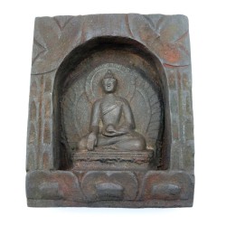 Bassorilievo di Buddha in legno e terracotta su Karmashop.it