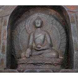 Bassorilievo di Buddha in legno e terracotta su Karmashop.it