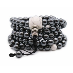 Mala 108 Grani in Ematite e Guru in Howlite