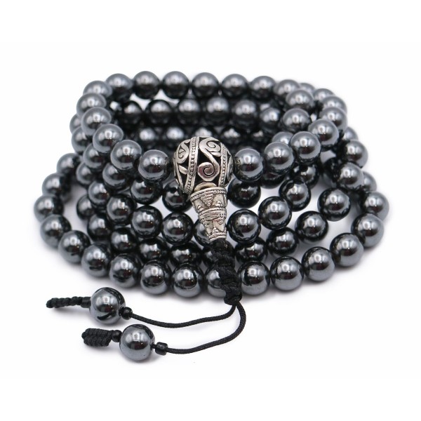 Mala 108 grani Ematite con Guru in metallo