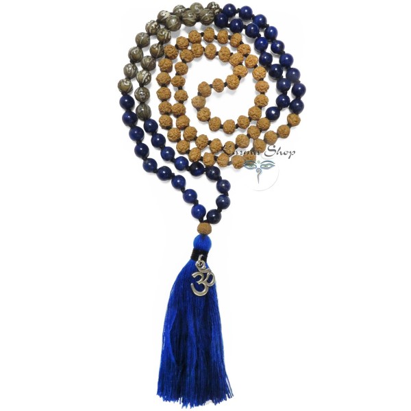 Mala 108 Grani Rudra e Nappa blu