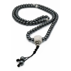 Mala 108 Grani in Ematite e Guru in Howlite