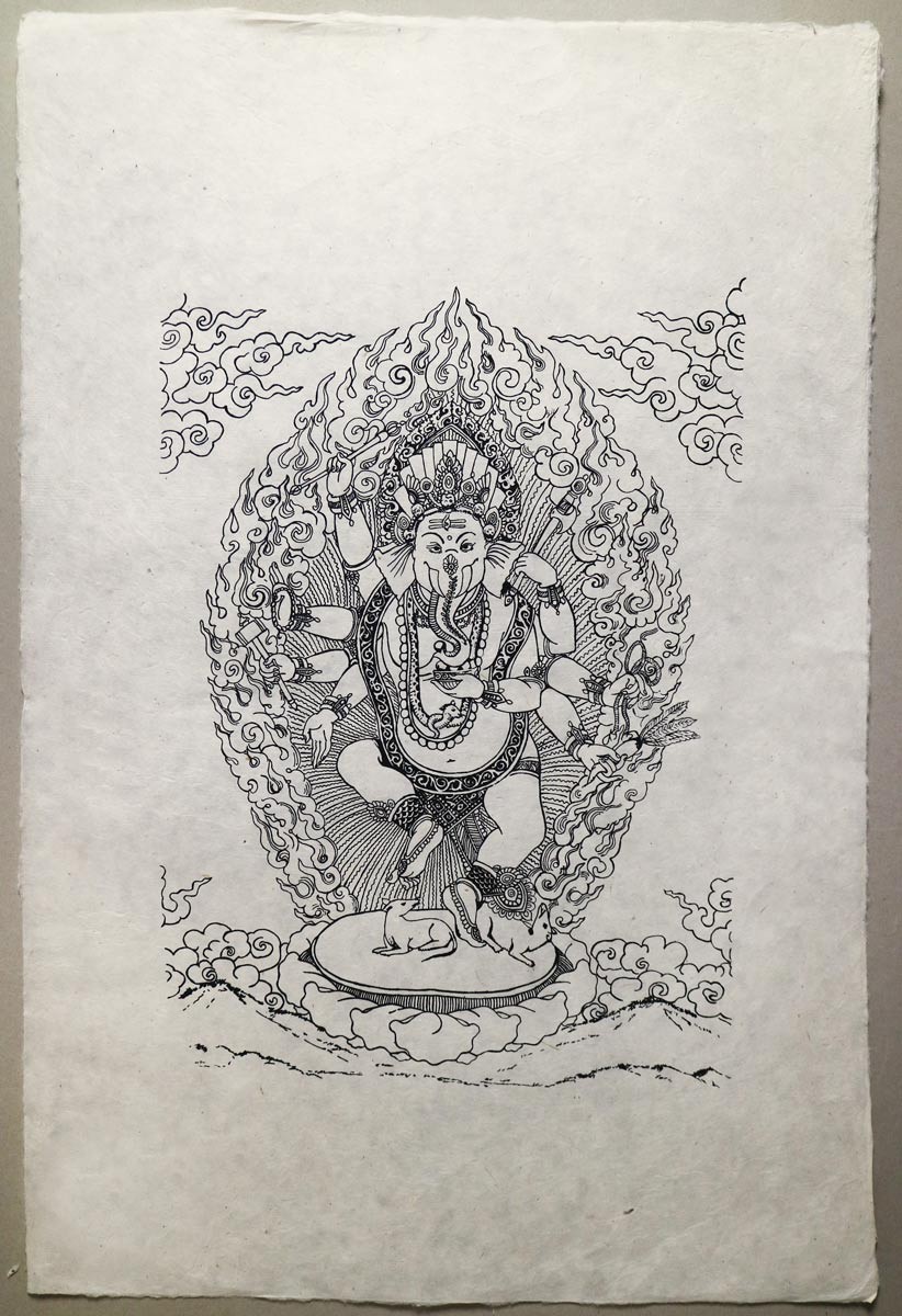 Foglio in carta di riso stampato. Made in Nepal