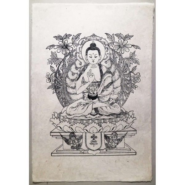 Stampa Buddha Amoghasiddhi su carta di riso