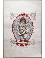 Poster grande Ganesh rosso/oro/nero