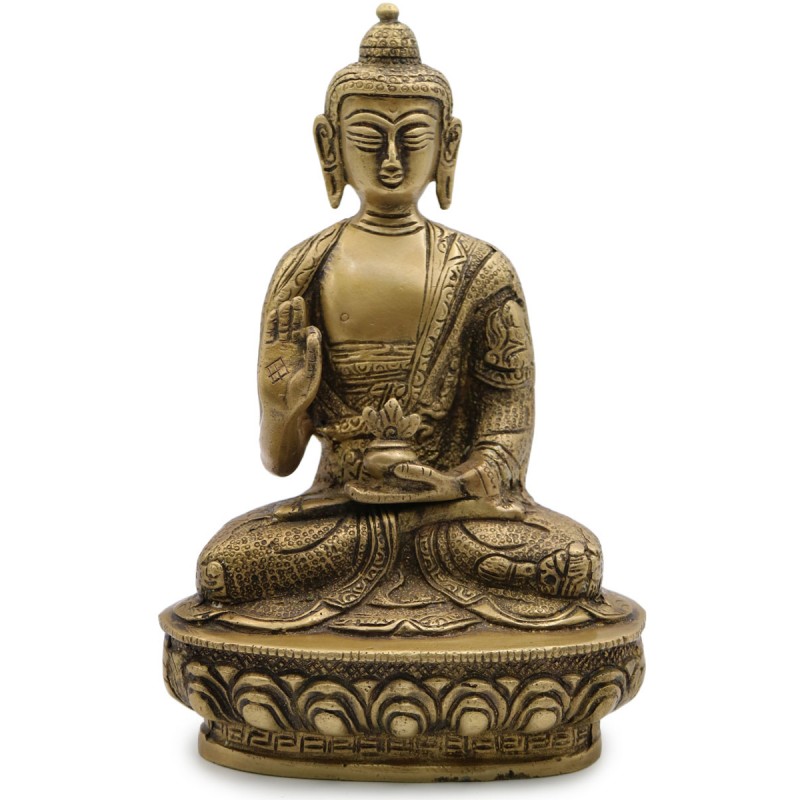 Buddha in Vitarka Mudra, realizzato in metallo e prodotto in Nepal