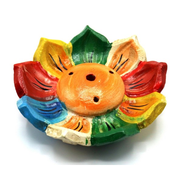 Bruciaincenso in terracotta Loto colorato