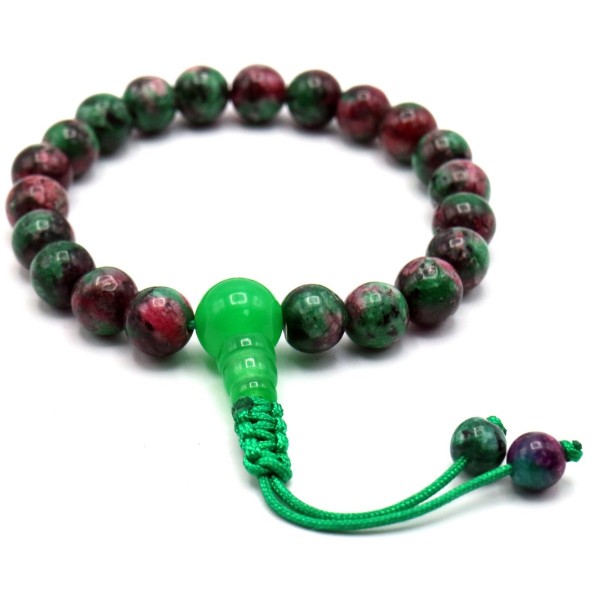 Mala da polso Rubino Zoisite con Guru in Giada